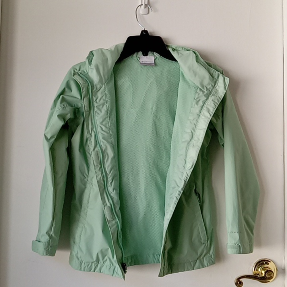 Columbia Kids Mint Green Hooded Jacket Zipper Pockets - Picture 6 of 11